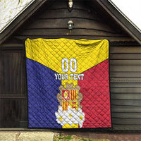 Custom Andorra Coat Of Arms Quilt Narcissus Poeticus Flowers Flag Style