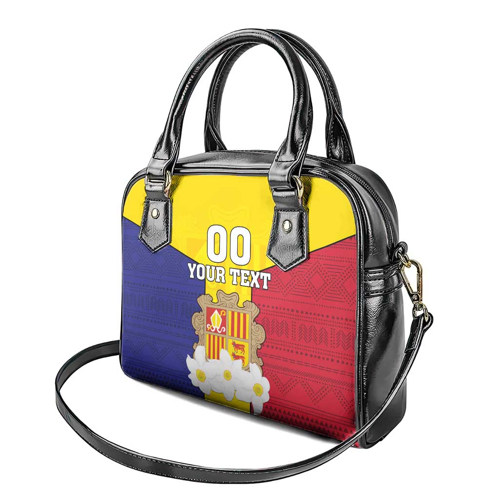 Custom Andorra Coat Of Arms Shoulder Handbag Narcissus Poeticus Flowers Flag Style