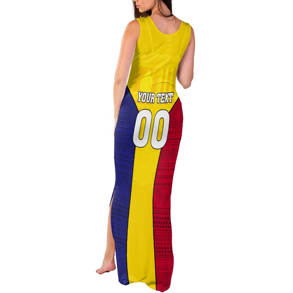 Custom Andorra Coat Of Arms Tank Maxi Dress Narcissus Poeticus Flowers Flag Style