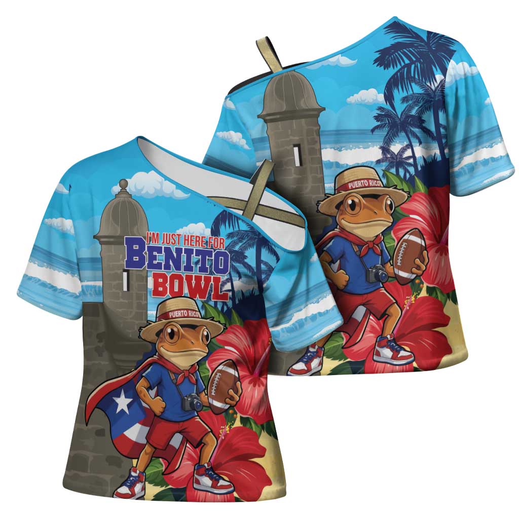 Puerto Rico Coquí Frog Cross Shoulder Shirt Benito Bowl Halftime Show