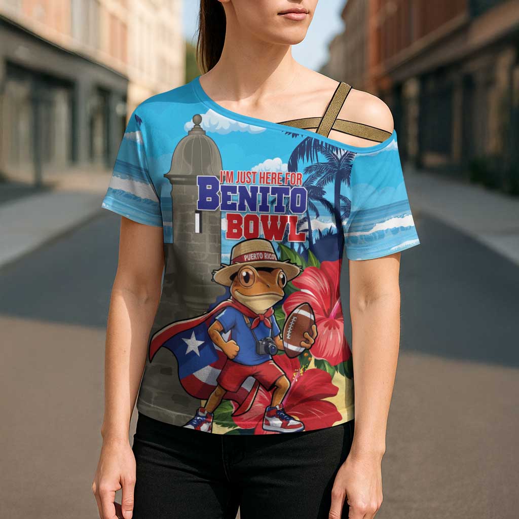 Puerto Rico Coquí Frog Cross Shoulder Shirt Benito Bowl Halftime Show