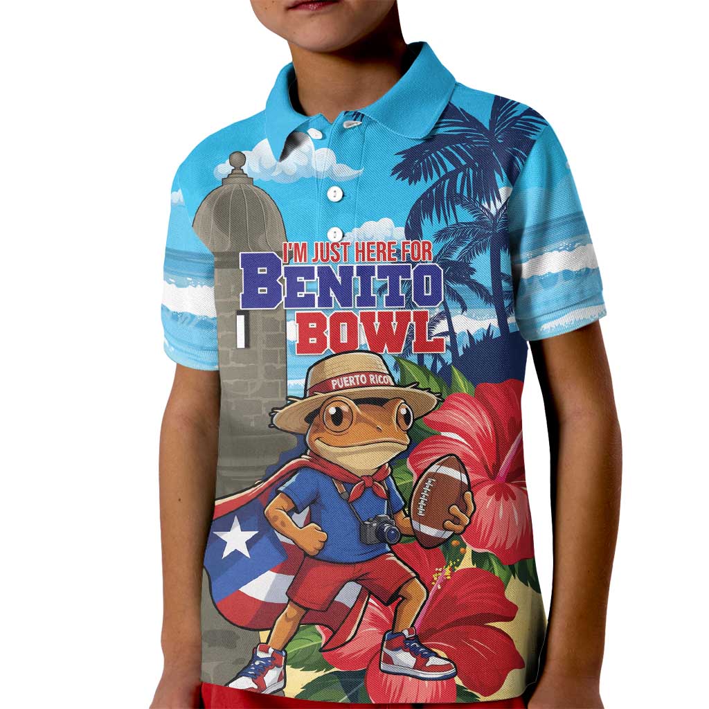 Puerto Rico Coquí Frog Kid Polo Shirt Benito Bowl Halftime Show