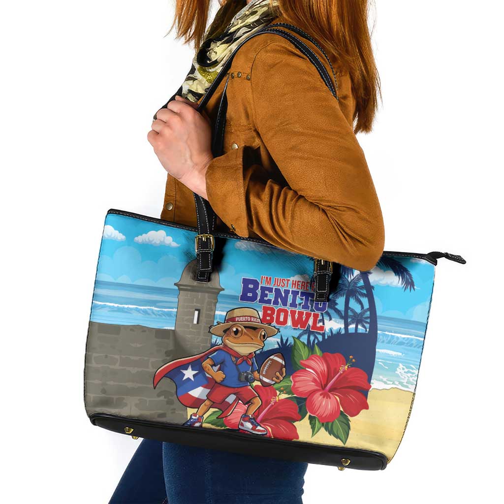 Puerto Rico Coquí Frog Leather Tote Bag Benito Bowl Halftime Show
