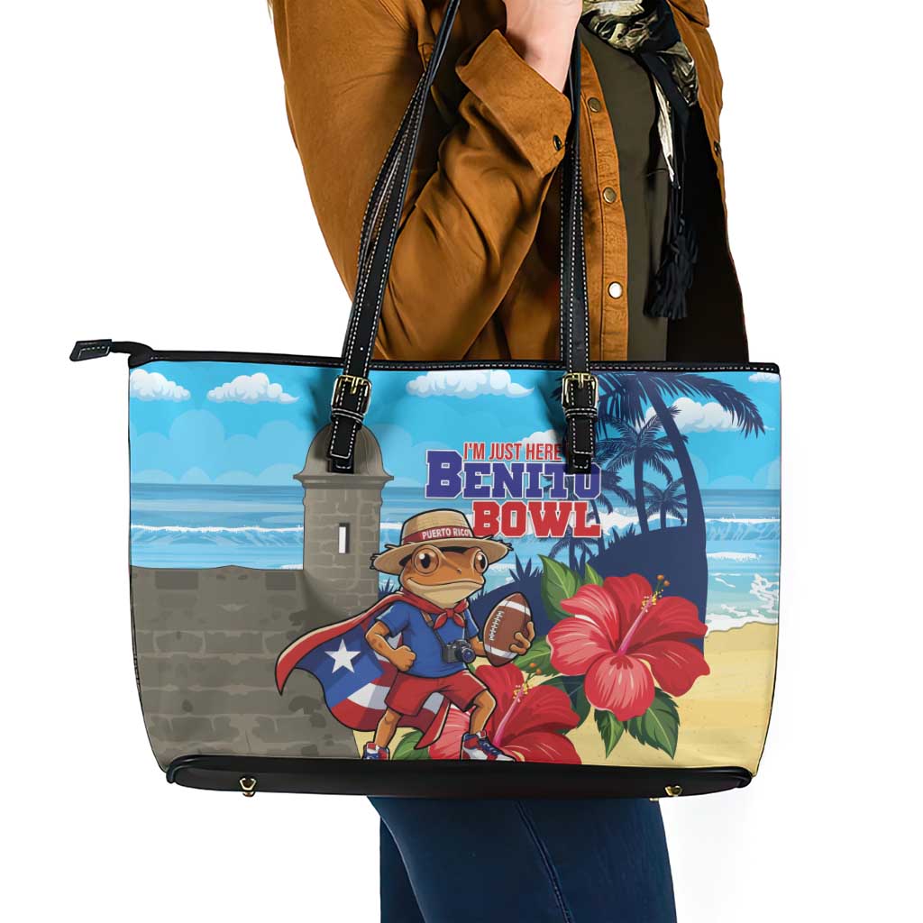 Puerto Rico Coquí Frog Leather Tote Bag Benito Bowl Halftime Show