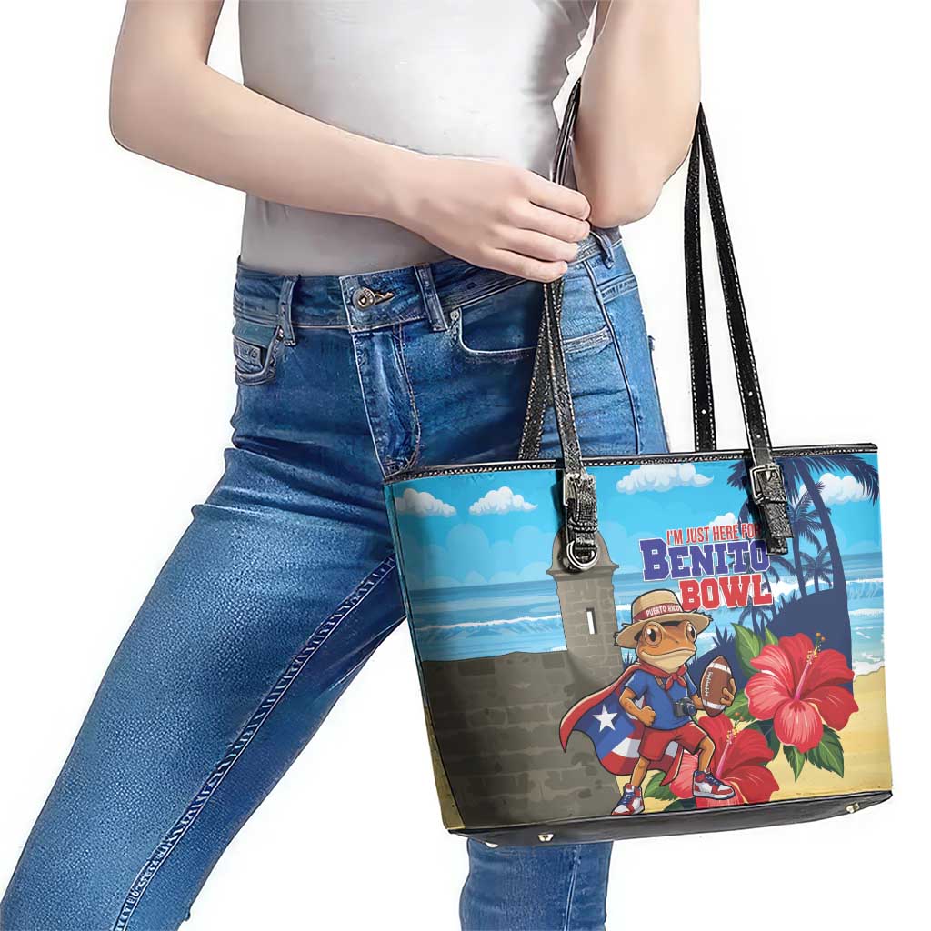 Puerto Rico Coquí Frog Leather Tote Bag Benito Bowl Halftime Show