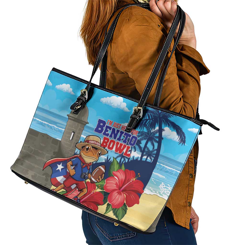 Puerto Rico Coquí Frog Leather Tote Bag Benito Bowl Halftime Show