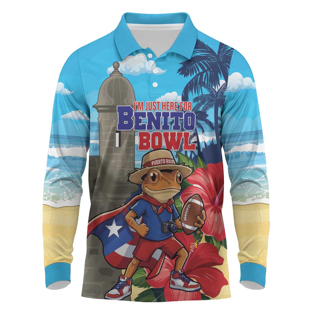 Puerto Rico Coquí Frog Long Sleeve Polo Shirt Benito Bowl Halftime Show