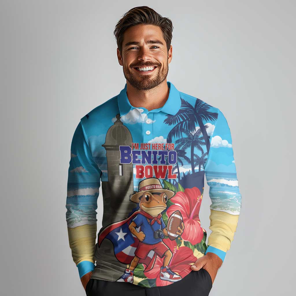 Puerto Rico Coquí Frog Long Sleeve Polo Shirt Benito Bowl Halftime Show