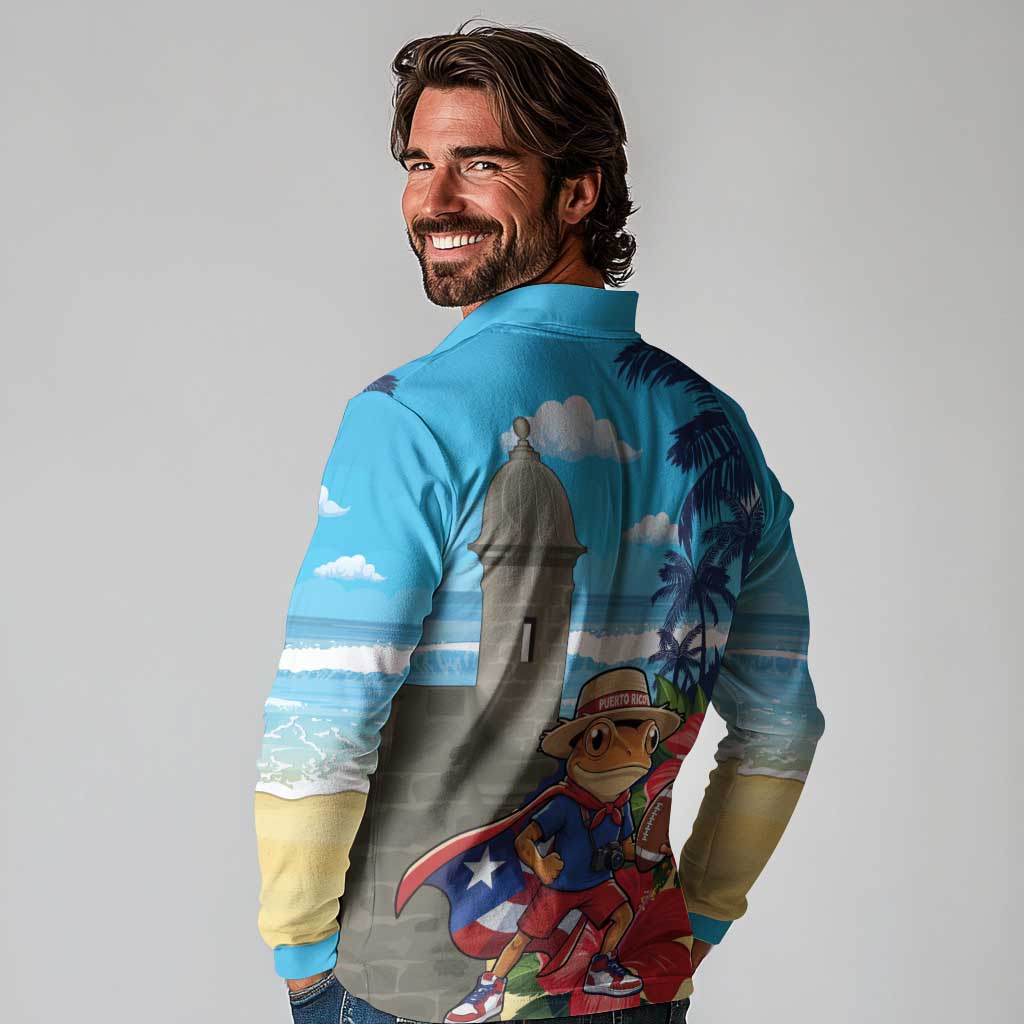 Puerto Rico Coquí Frog Long Sleeve Polo Shirt Benito Bowl Halftime Show