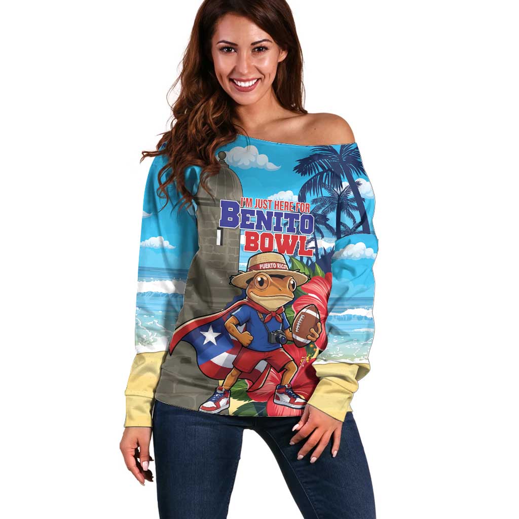 Puerto Rico Coquí Frog Off Shoulder Sweater Benito Bowl Halftime Show