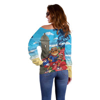 Puerto Rico Coquí Frog Off Shoulder Sweater Benito Bowl Halftime Show
