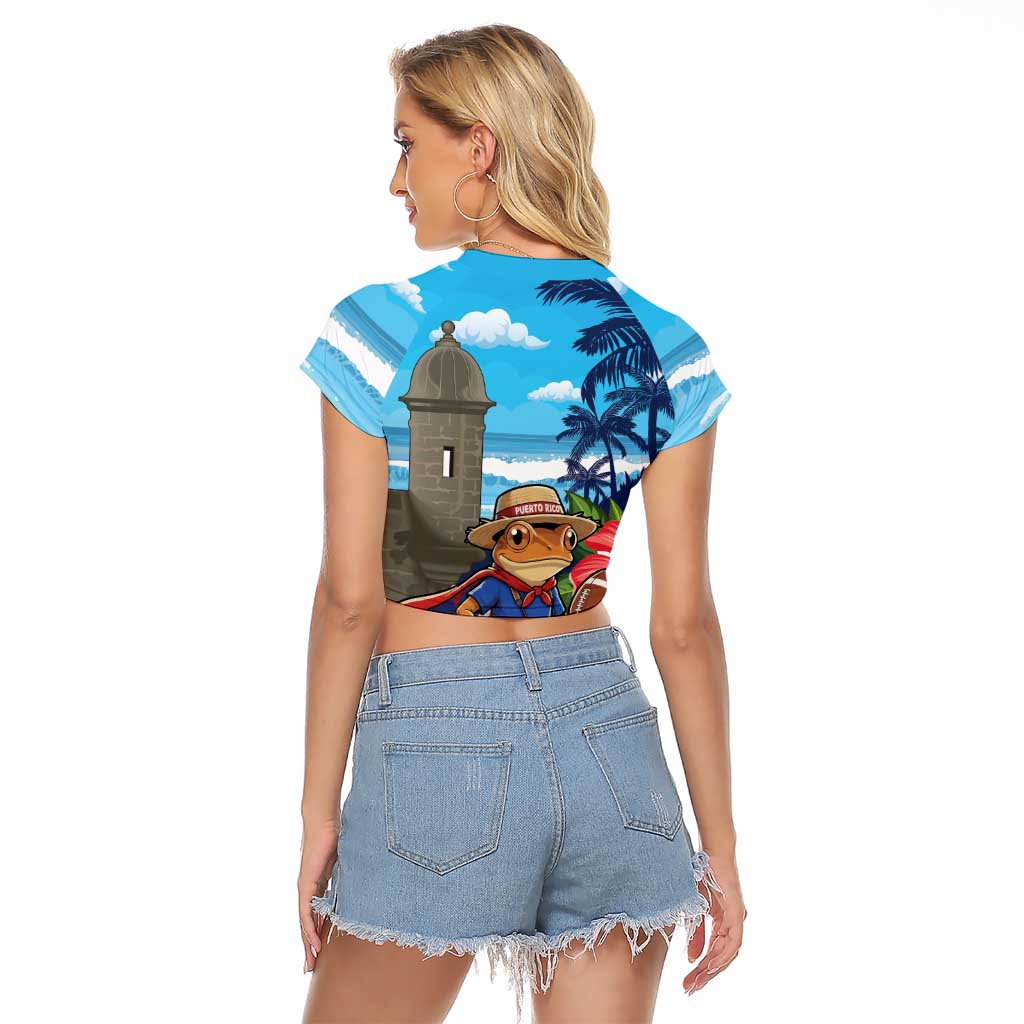 Puerto Rico Coquí Frog Raglan Cropped T Shirt Benito Bowl Halftime Show