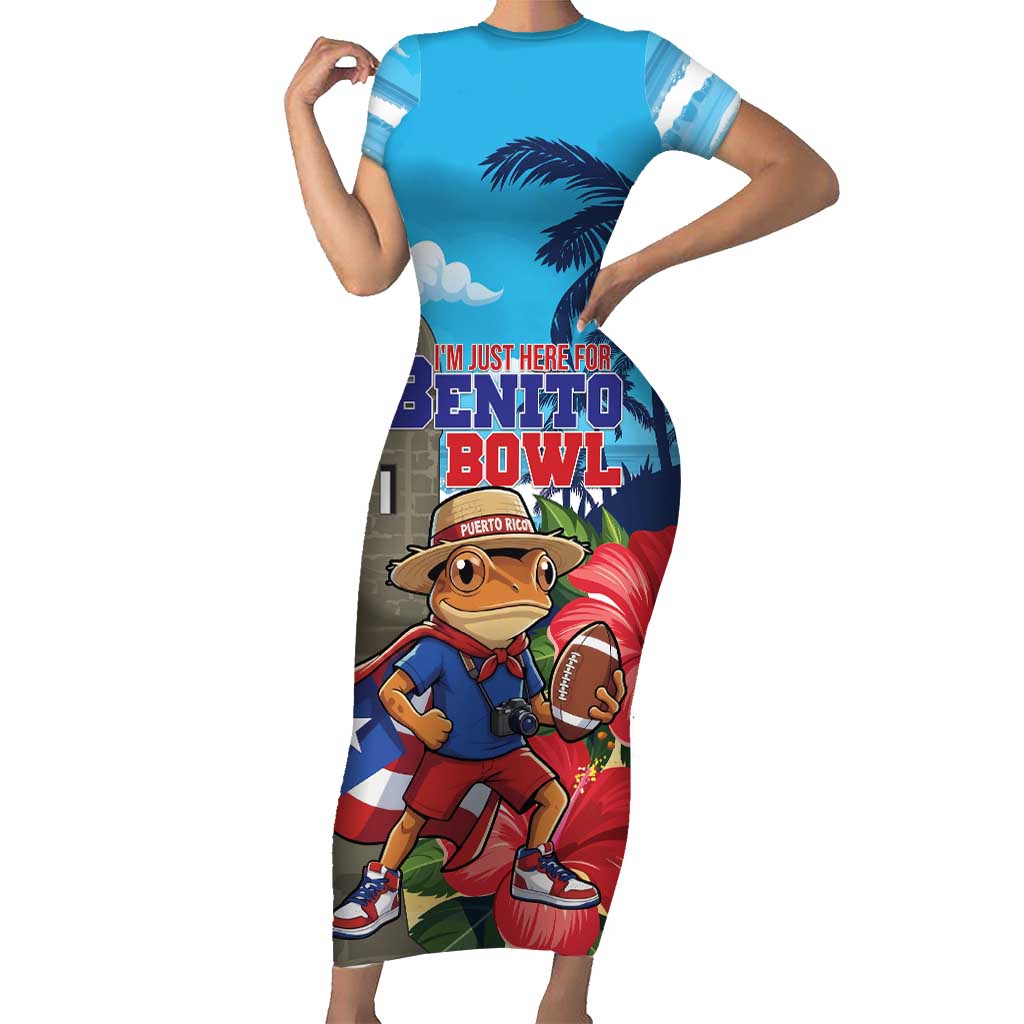 Puerto Rico Coquí Frog Short Sleeve Bodycon Dress Benito Bowl Halftime Show