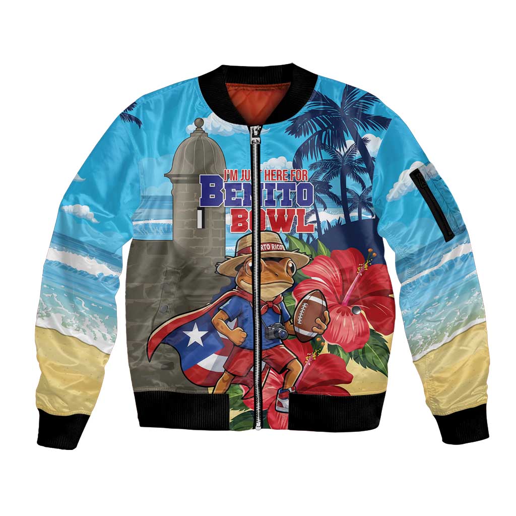 Puerto Rico Coquí Frog Sleeve Zip Bomber Jacket Benito Bowl Halftime Show