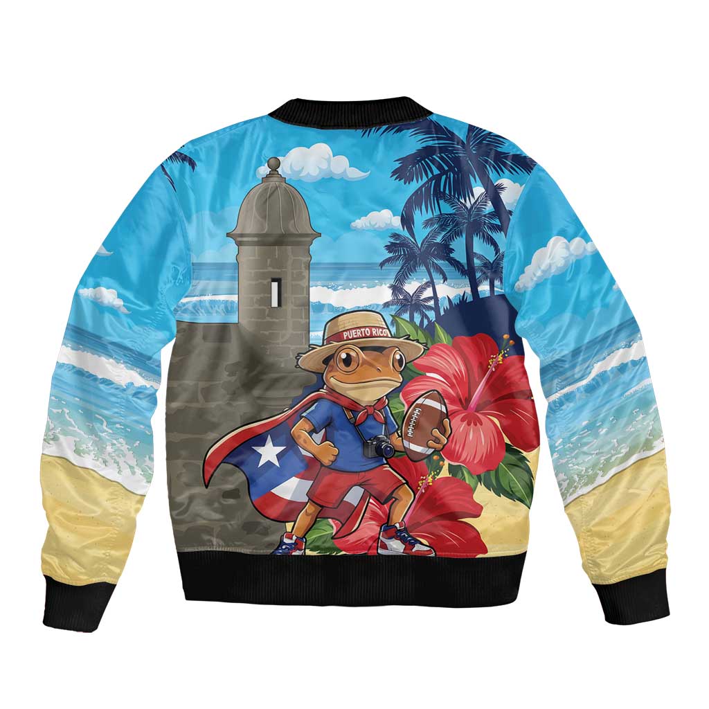 Puerto Rico Coquí Frog Sleeve Zip Bomber Jacket Benito Bowl Halftime Show