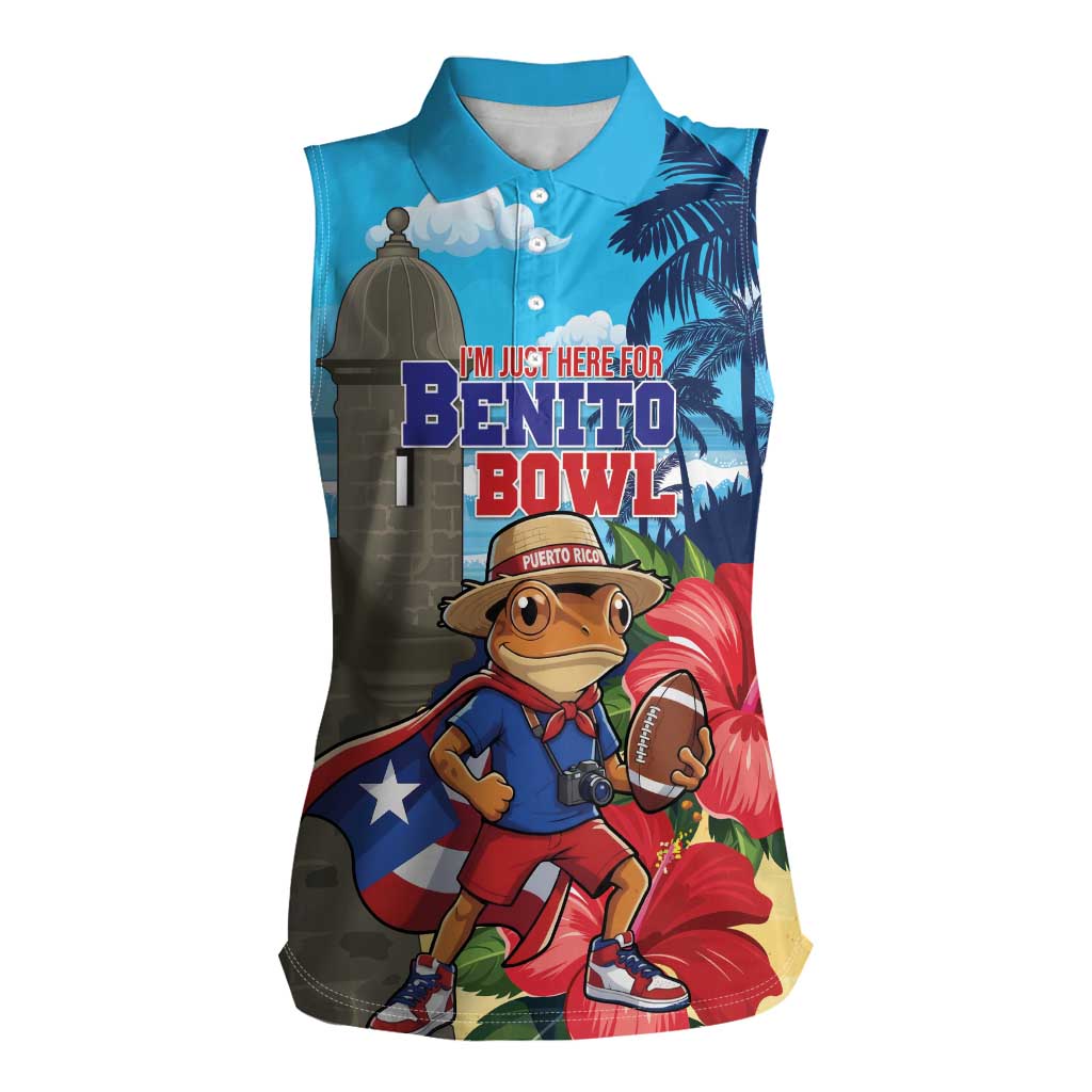 Puerto Rico Coquí Frog Women Sleeveless Polo Shirt Benito Bowl Halftime Show