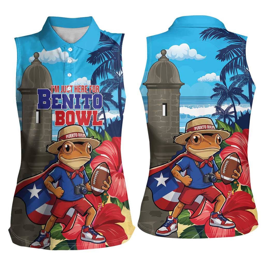 Puerto Rico Coquí Frog Women Sleeveless Polo Shirt Benito Bowl Halftime Show