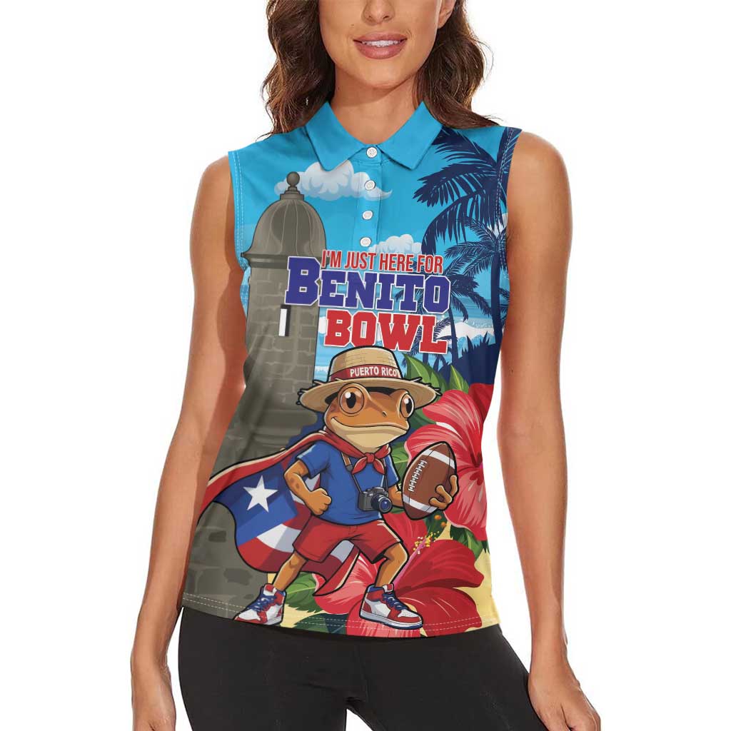 Puerto Rico Coquí Frog Women Sleeveless Polo Shirt Benito Bowl Halftime Show