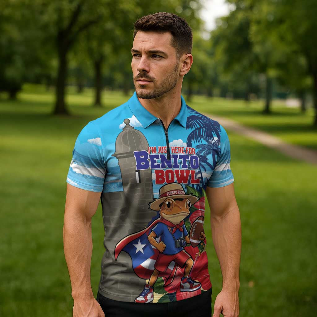 Puerto Rico Coquí Frog Zipper Polo Shirt Benito Bowl Halftime Show