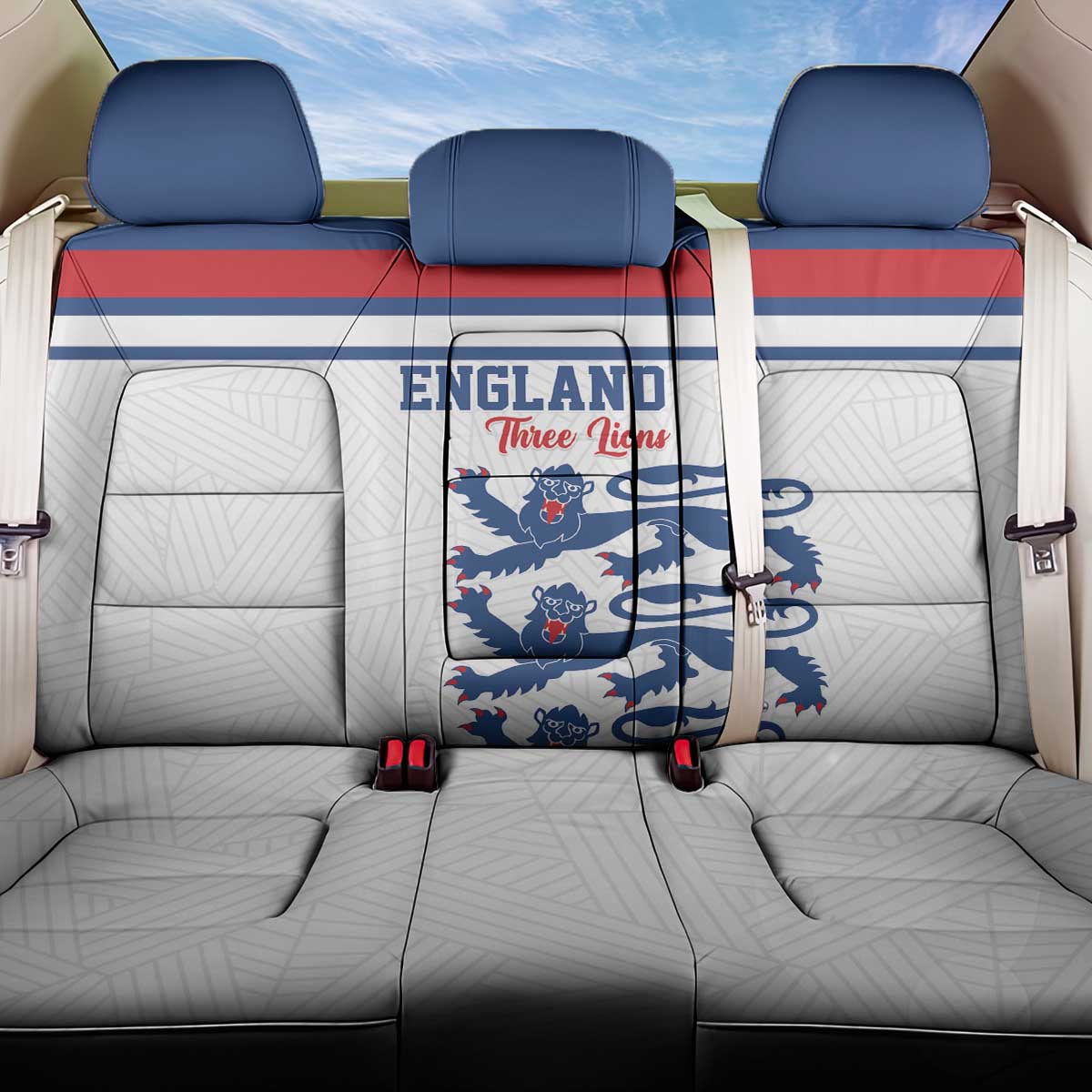 England Three Lions Back Car Seat Cover Vintage Stripe Football Fan