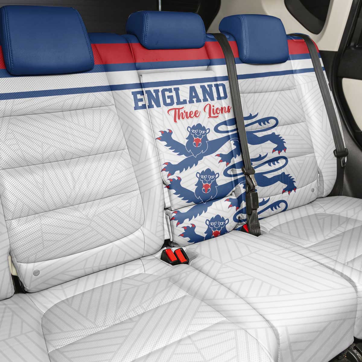 England Three Lions Back Car Seat Cover Vintage Stripe Football Fan