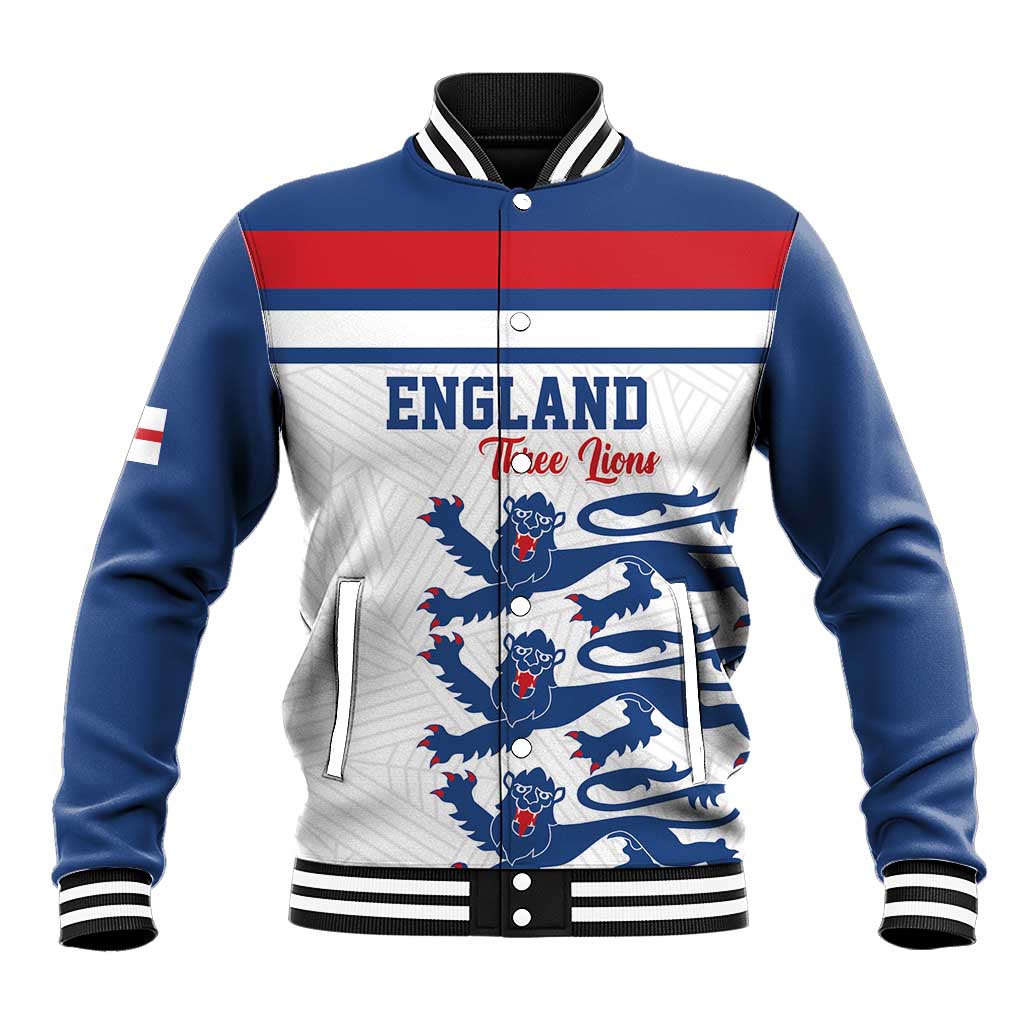Custom England Three Lions Baseball Jacket Vintage Stripe Football Fan