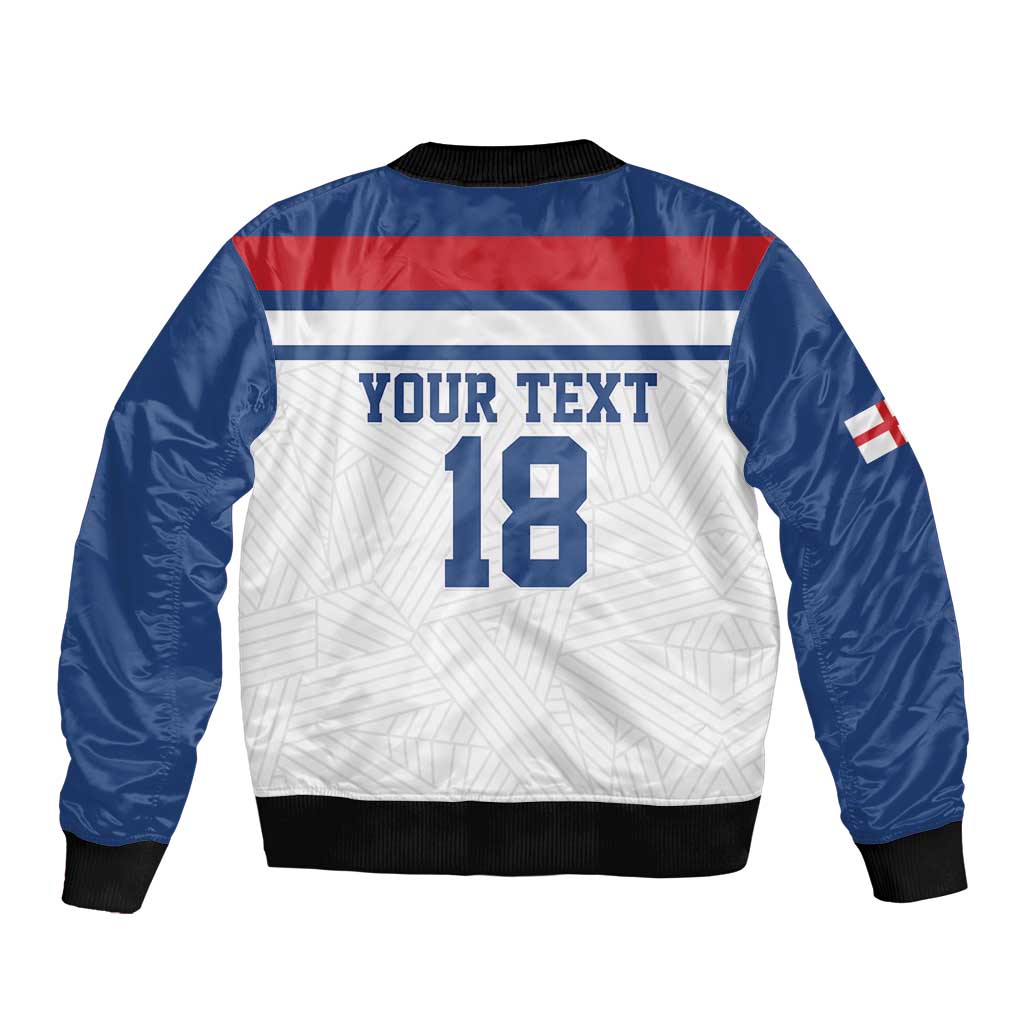 Custom England Three Lions Bomber Jacket Vintage Stripe Football Fan