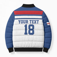Custom England Three Lions Bomber Puffer Jacket Vintage Stripe Football Fan