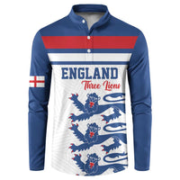 Custom England Three Lions Button Sweatshirt Vintage Stripe Football Fan