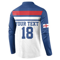 Custom England Three Lions Button Sweatshirt Vintage Stripe Football Fan