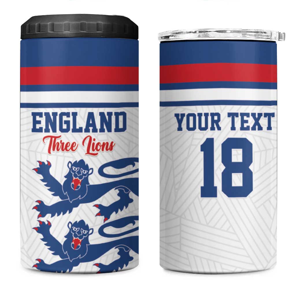 Custom England Three Lions 4 in 1 Can Cooler Tumbler Vintage Stripe Football Fan