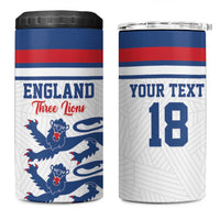 Custom England Three Lions 4 in 1 Can Cooler Tumbler Vintage Stripe Football Fan