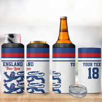 Custom England Three Lions 4 in 1 Can Cooler Tumbler Vintage Stripe Football Fan