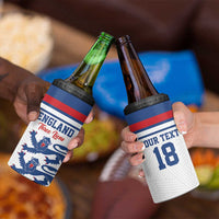 Custom England Three Lions 4 in 1 Can Cooler Tumbler Vintage Stripe Football Fan