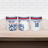 Custom England Three Lions Ceramic Mug Vintage Stripe Football Fan
