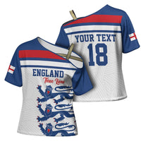 Custom England Three Lions Cross Shoulder Shirt Vintage Stripe Football Fan