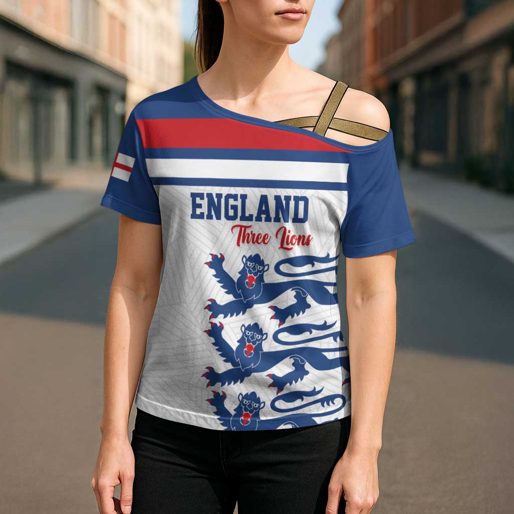 Custom England Three Lions Cross Shoulder Shirt Vintage Stripe Football Fan