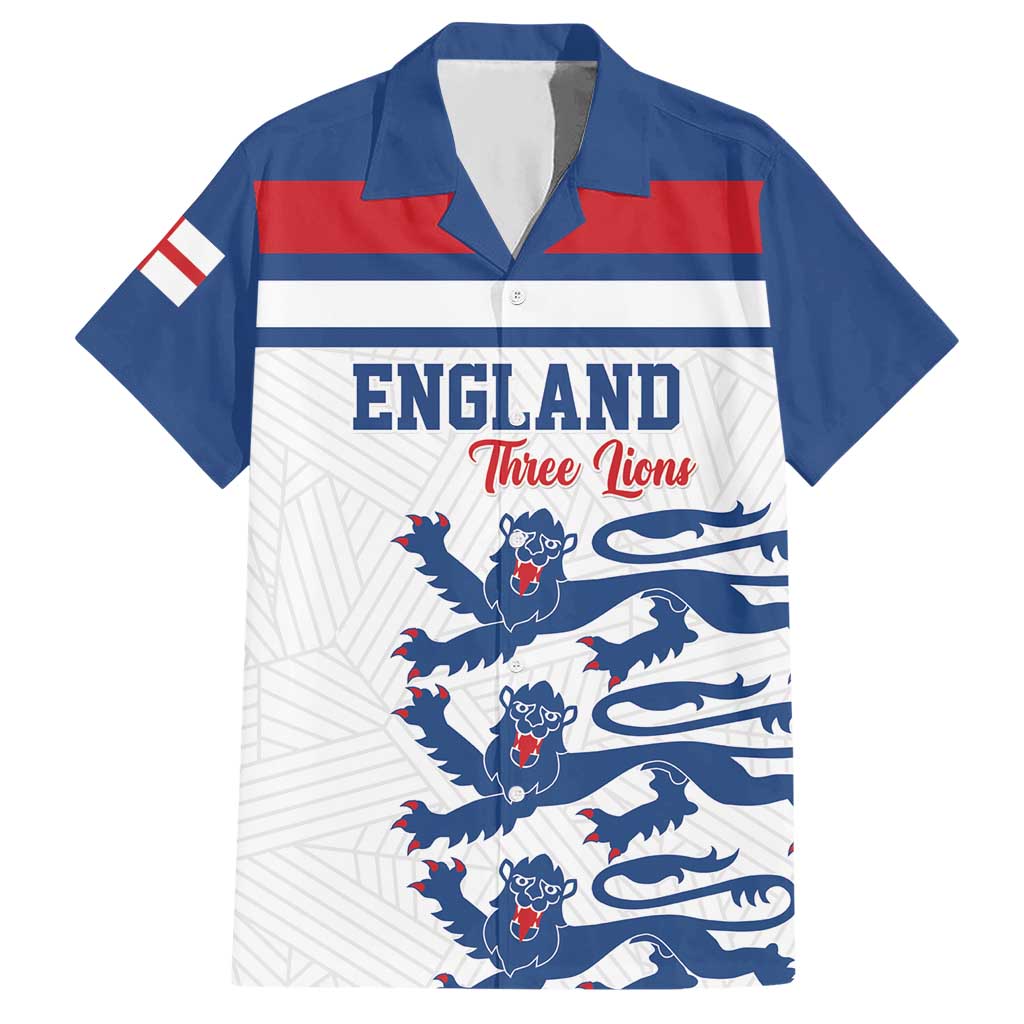 Custom England Three Lions Hawaiian Shirt Vintage Stripe Football Fan