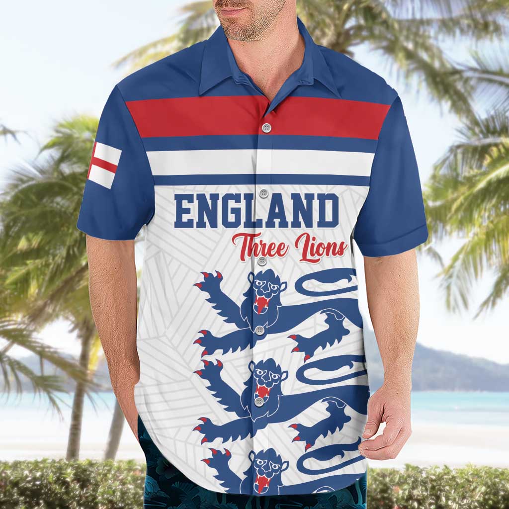 Custom England Three Lions Hawaiian Shirt Vintage Stripe Football Fan