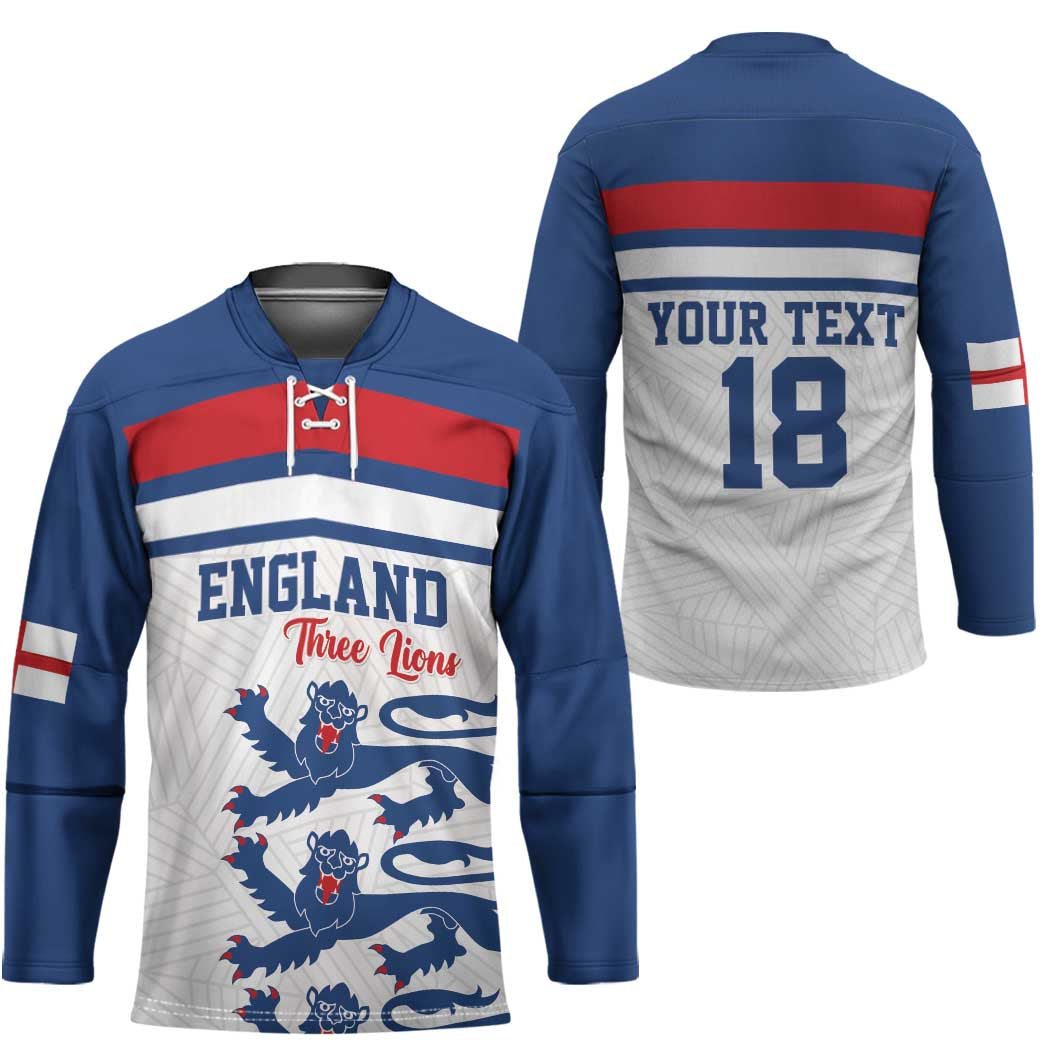 Custom England Three Lions Hockey Jersey Vintage Stripe Football Fan