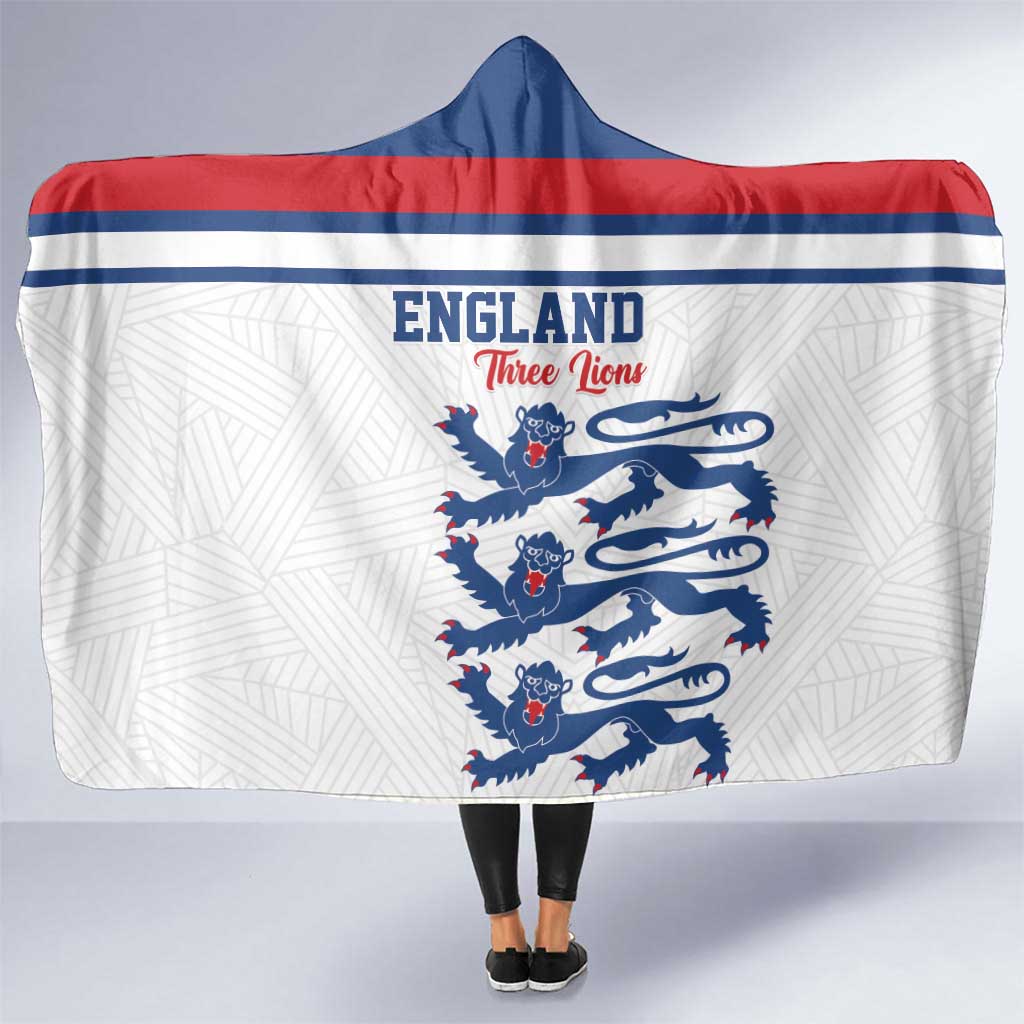 England Three Lions Hooded Blanket Vintage Stripe Football Fan