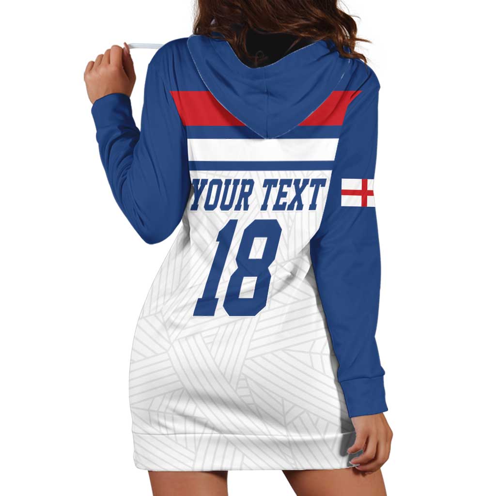 Custom England Three Lions Hoodie Dress Vintage Stripe Football Fan