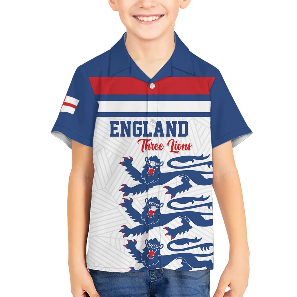 Custom England Three Lions Kid Hawaiian Shirt Vintage Stripe Football Fan