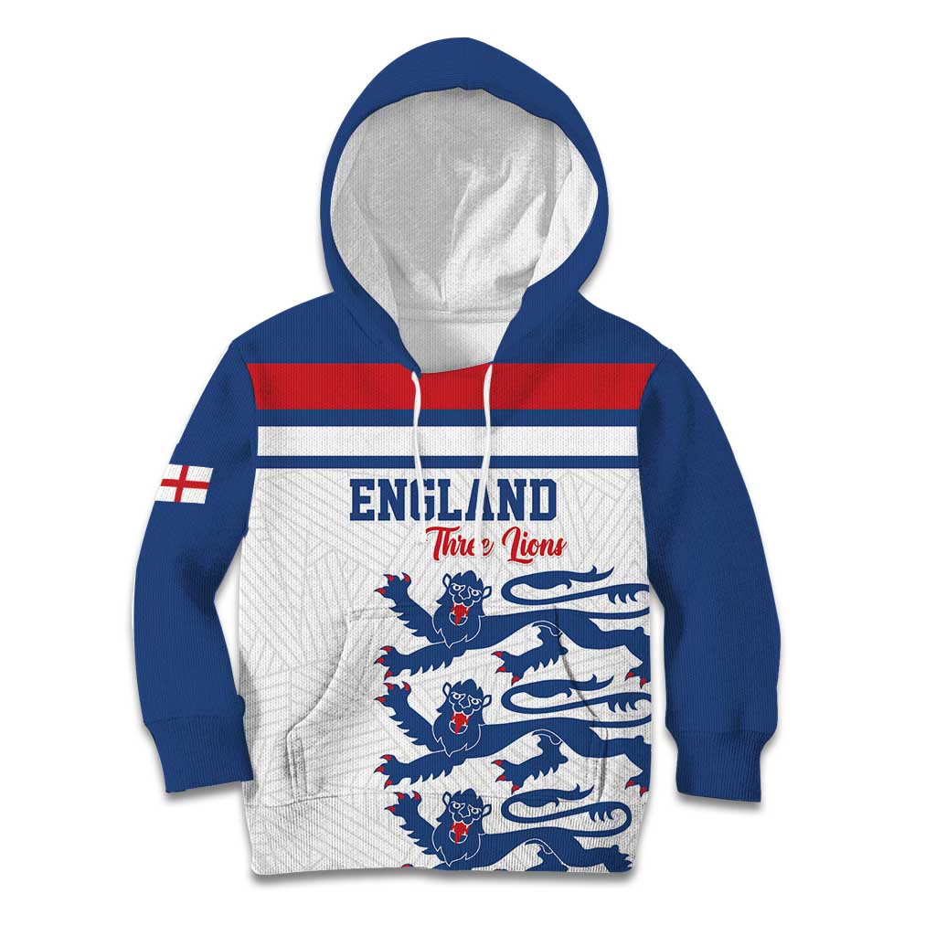 Custom England Three Lions Kid Hoodie Vintage Stripe Football Fan