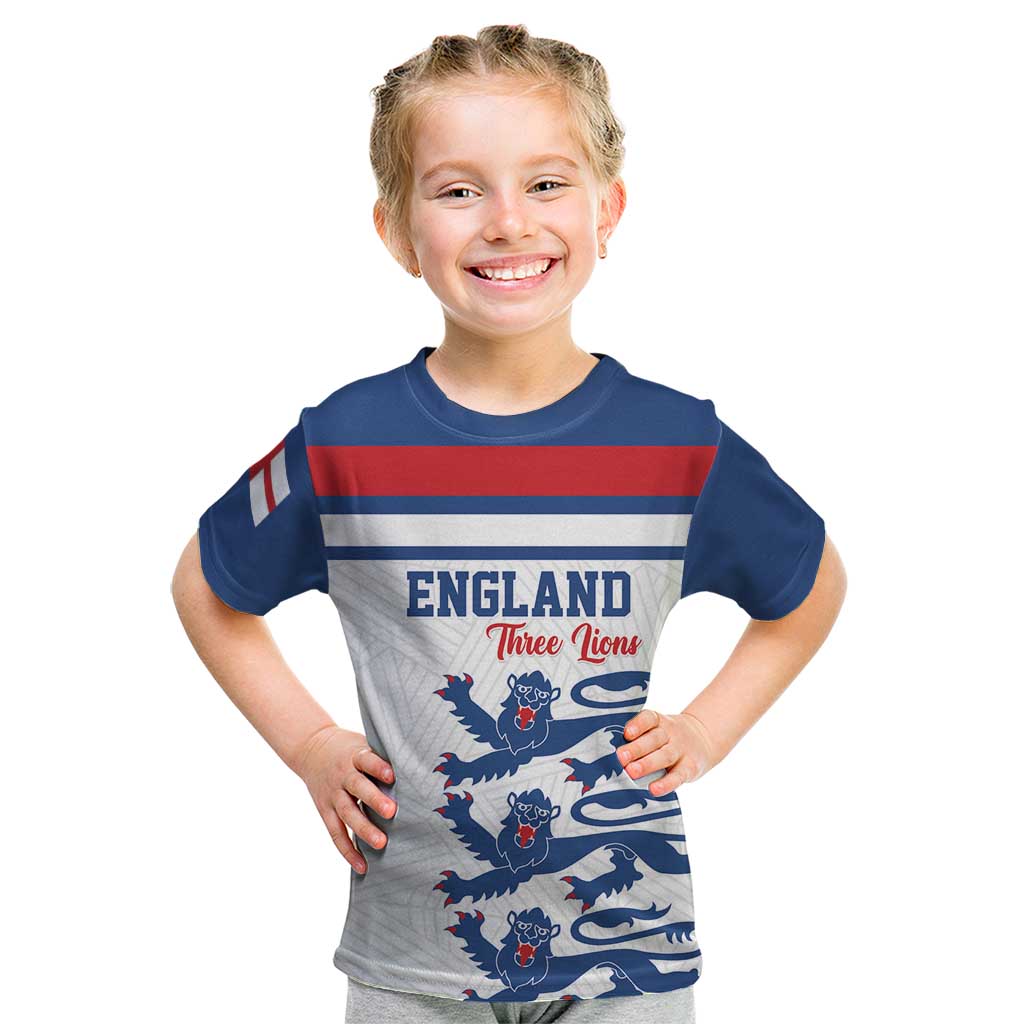 Custom England Three Lions Kid T Shirt Vintage Stripe Football Fan
