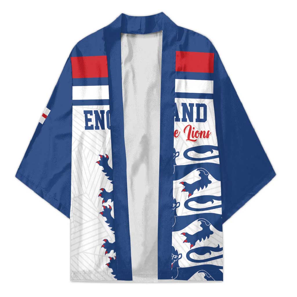 Custom England Three Lions Kimono Vintage Stripe Football Fan