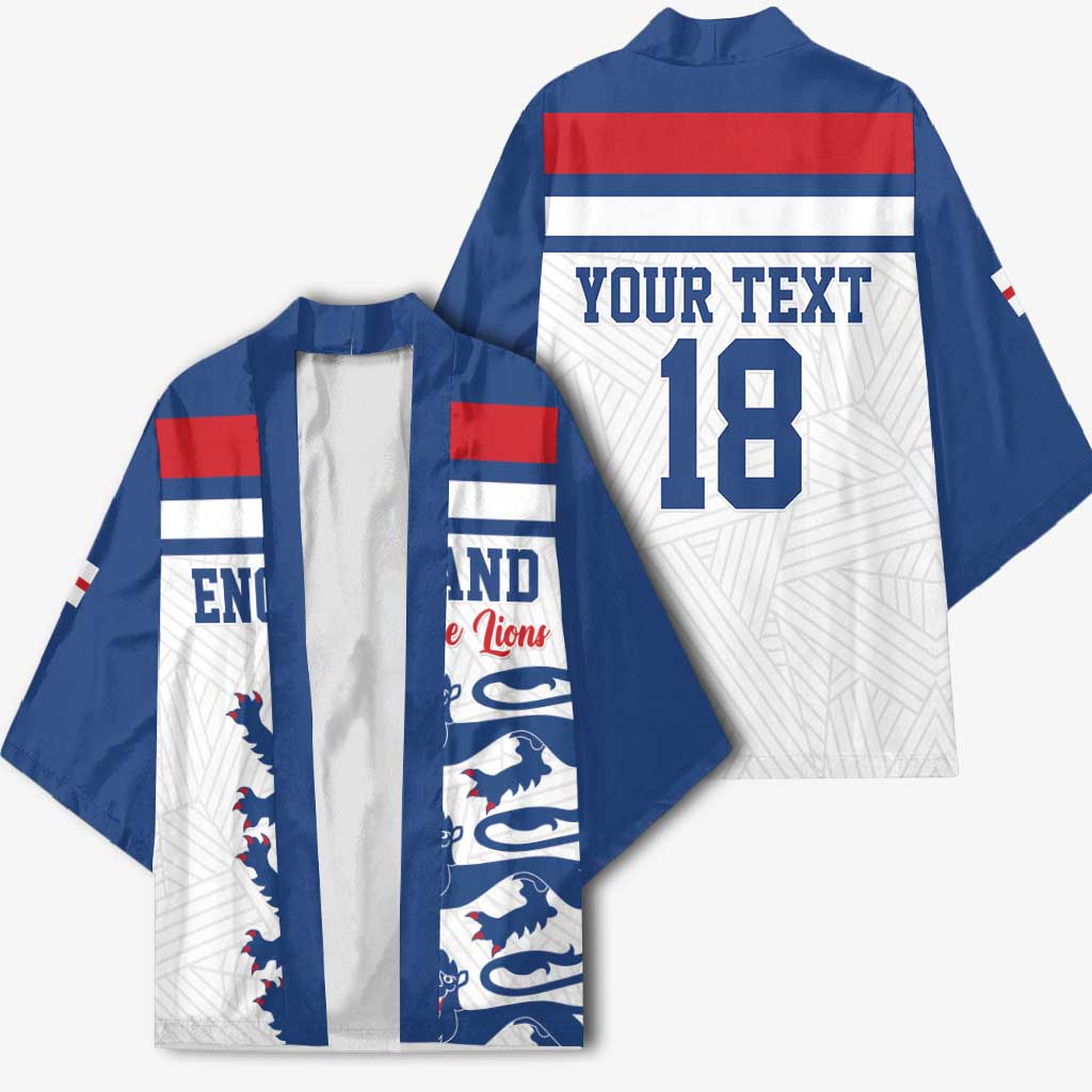 Custom England Three Lions Kimono Vintage Stripe Football Fan