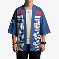 Custom England Three Lions Kimono Vintage Stripe Football Fan