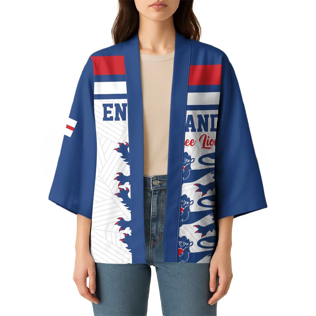 Custom England Three Lions Kimono Vintage Stripe Football Fan