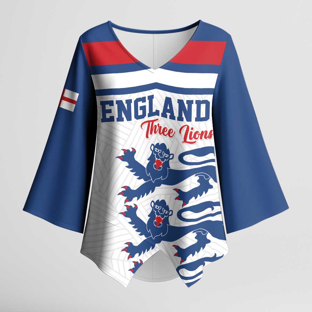 Custom England Three Lions Kimono Sleeve Blouse Vintage Stripe Football Fan